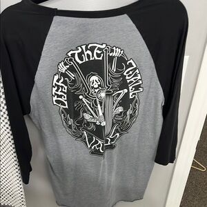 Black and Gray Graphic Raglan Tee